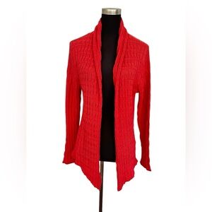 Peruvian Link Womens Med Baby Alpaca Silk Knit Longlined Cardigan Sweater CORAL